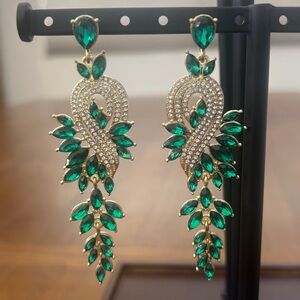 Fashion Jewelry Green and Gold Earrings